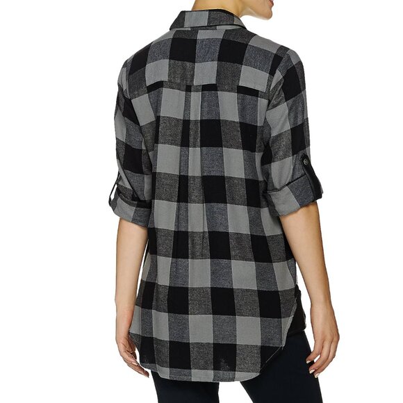 Joan Rivers Buffalo Check Shirt with Faux Leather Detail  16206 - Picture 2 of 2